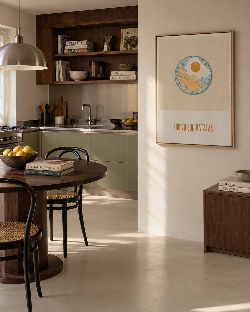 Huevo con patatas - Framed canvas in an interior