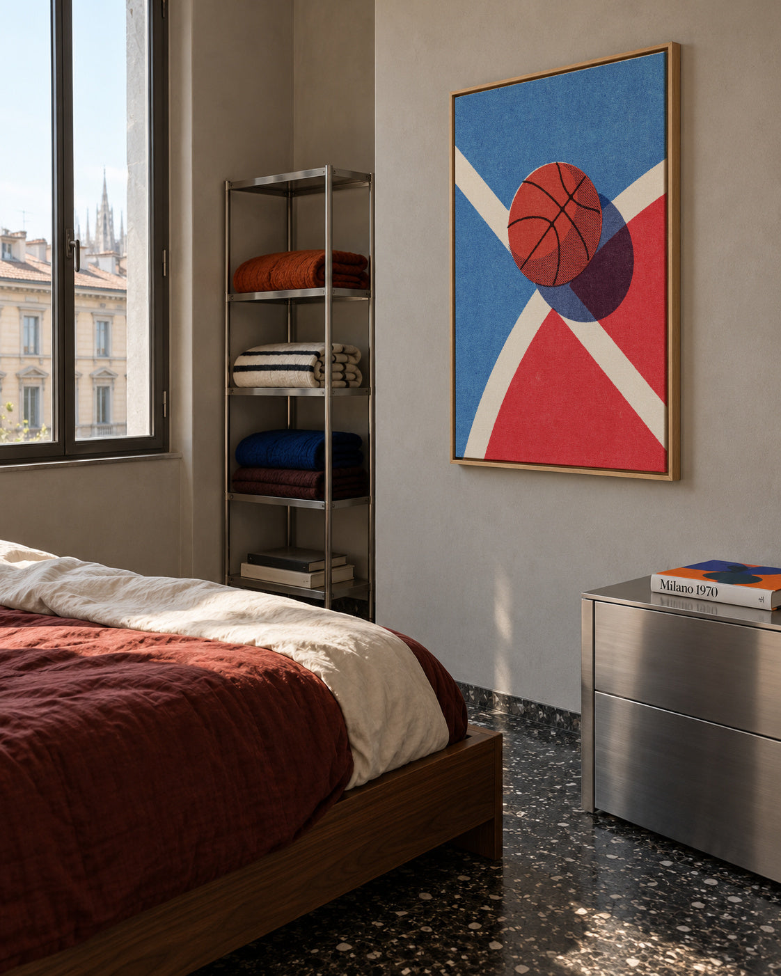 BALLS / Basketball (Outdoor) - Framed canvas in an interior