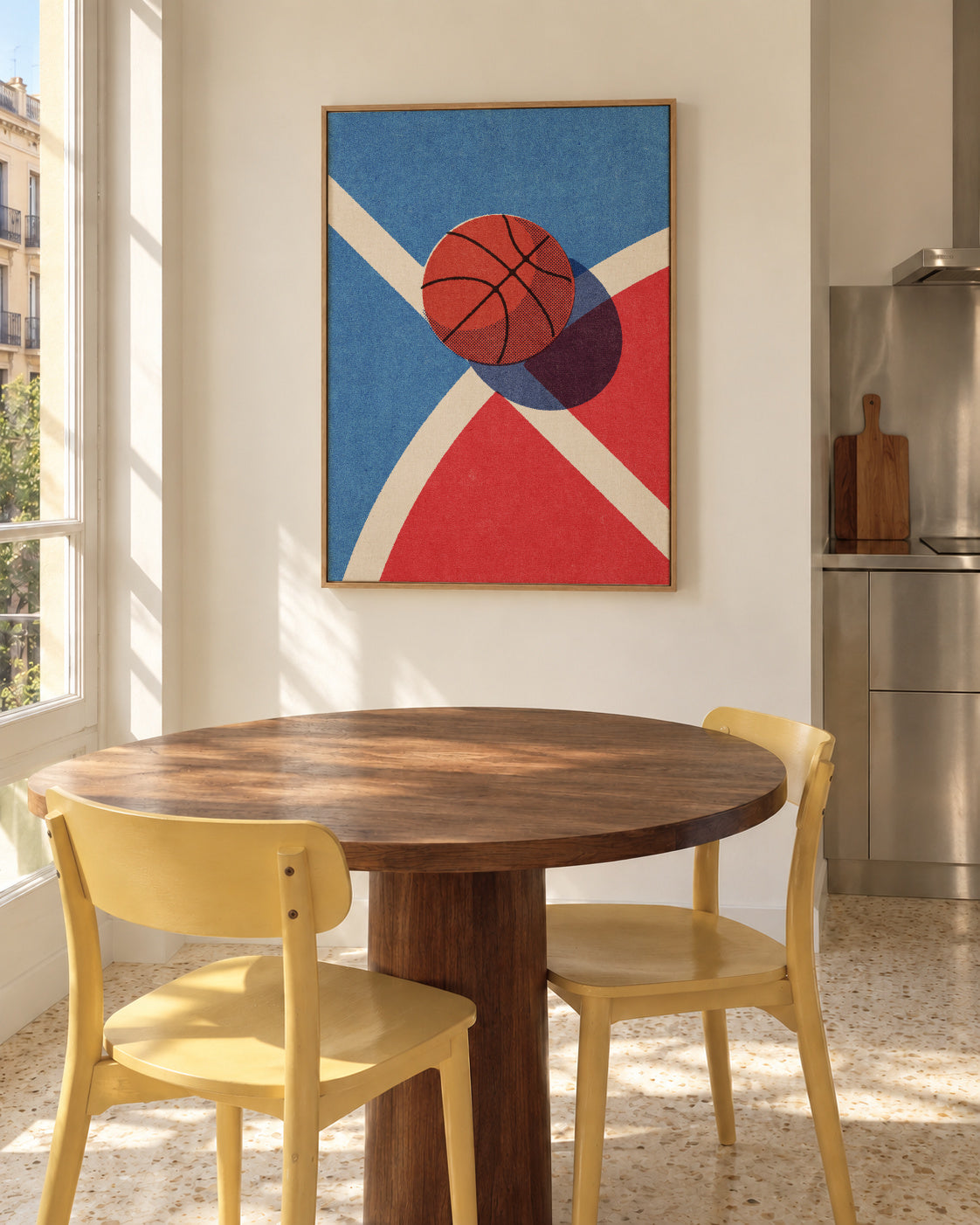 BALLS / Basketball (Outdoor) - Framed canvas in an interior