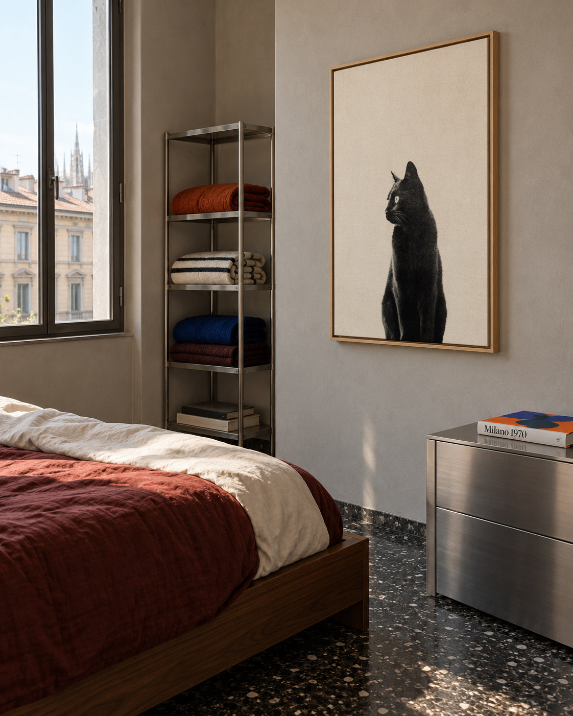 Black Cat - Framed canvas in an interior