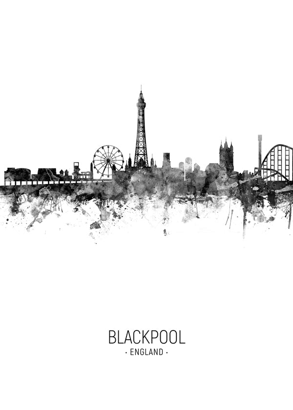 Blackpool Skyline blanco y negro