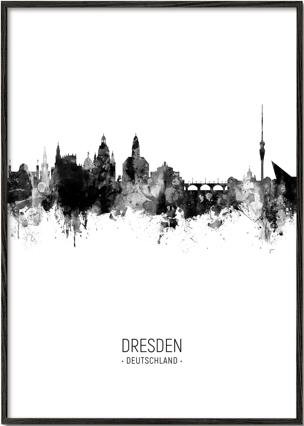 Dresden Skyline blanco y negro