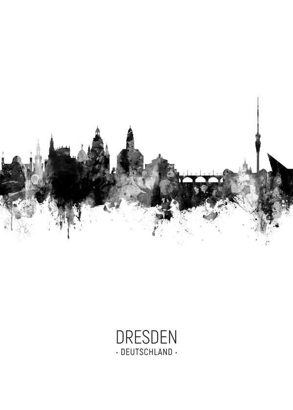 Dresden Skyline blanco y negro