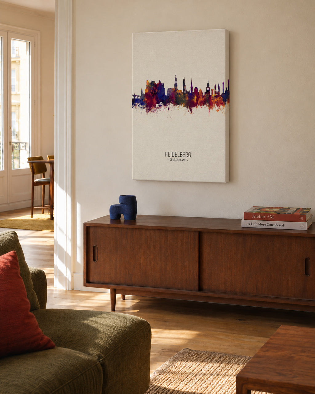 Heidelberg Skyline beige - Unframed canvas in an interior