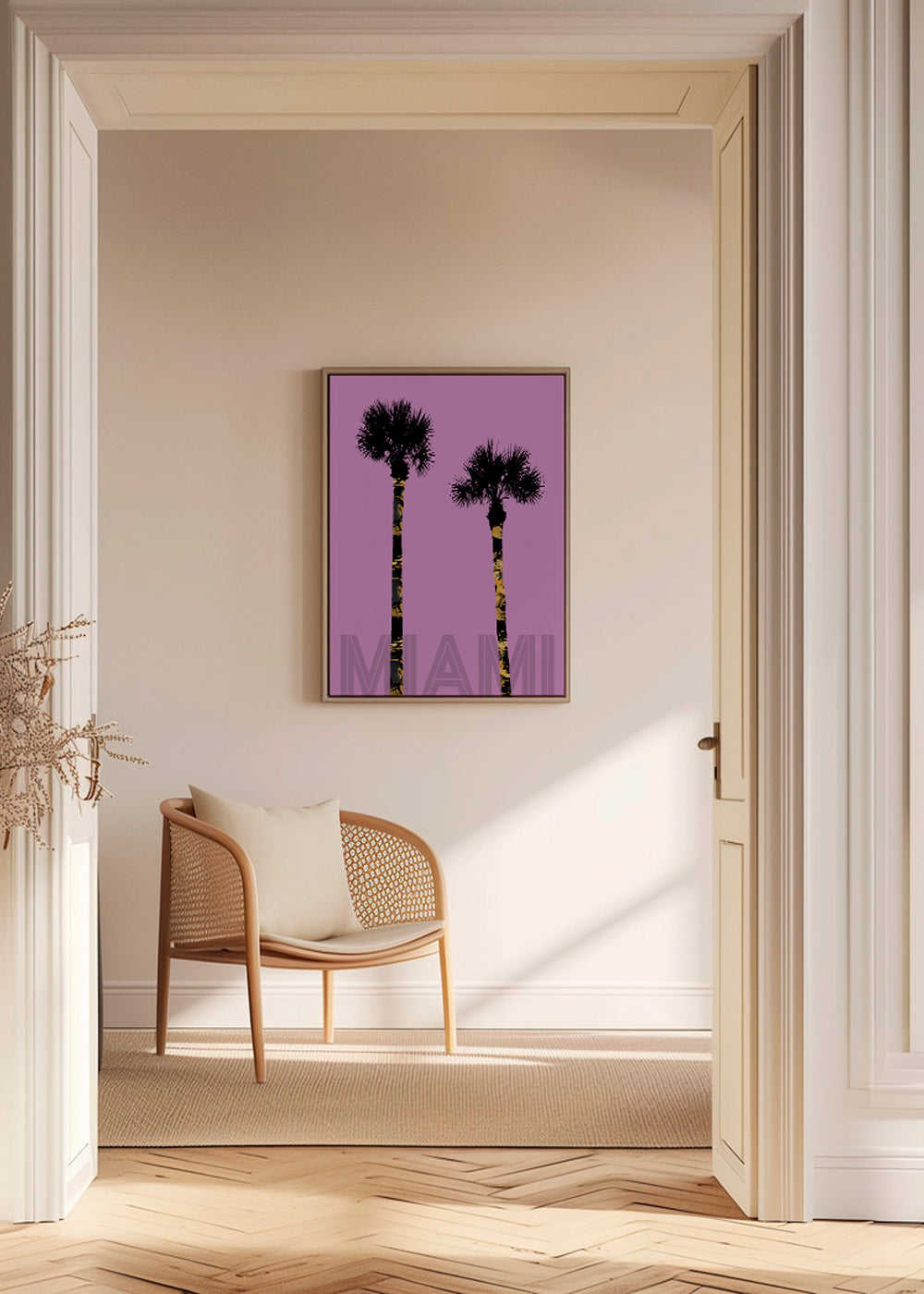Graphic Art PALM TREES MIAMI pink