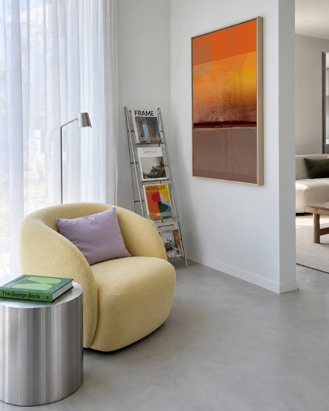 Organic Stack In Orange Brown 2 - Framed canvas in an interior