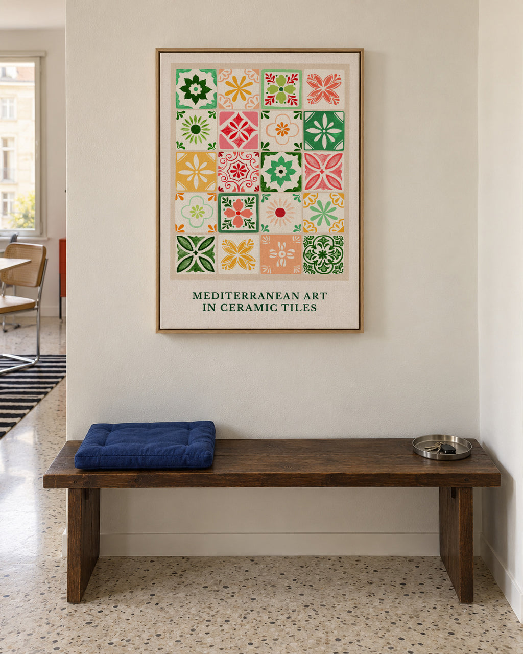 Mediterranean Tiles - Framed canvas in an interior