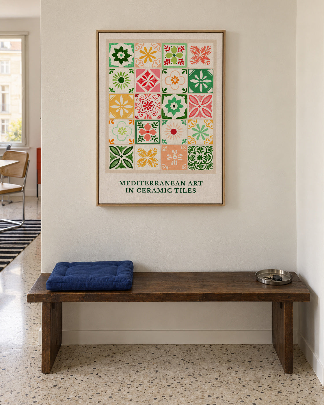 Mediterranean Tiles - Framed canvas in an interior