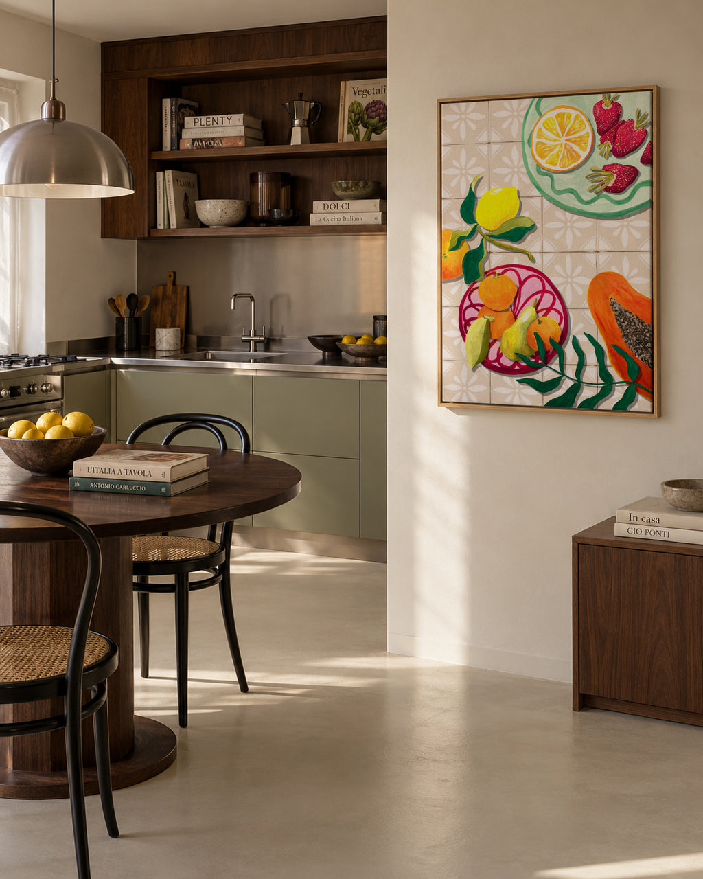 Fruta y Ceramica - Framed canvas in an interior