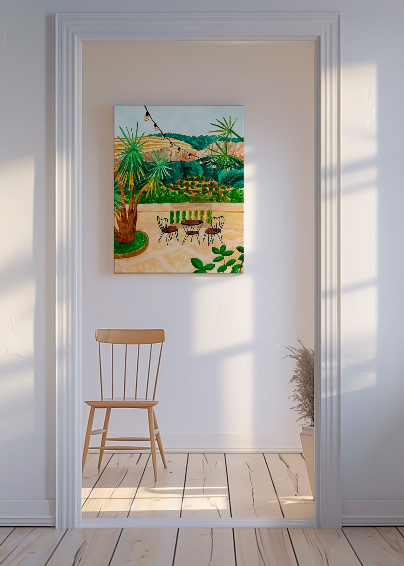 Botanischer Druck: sonnige Terrasse