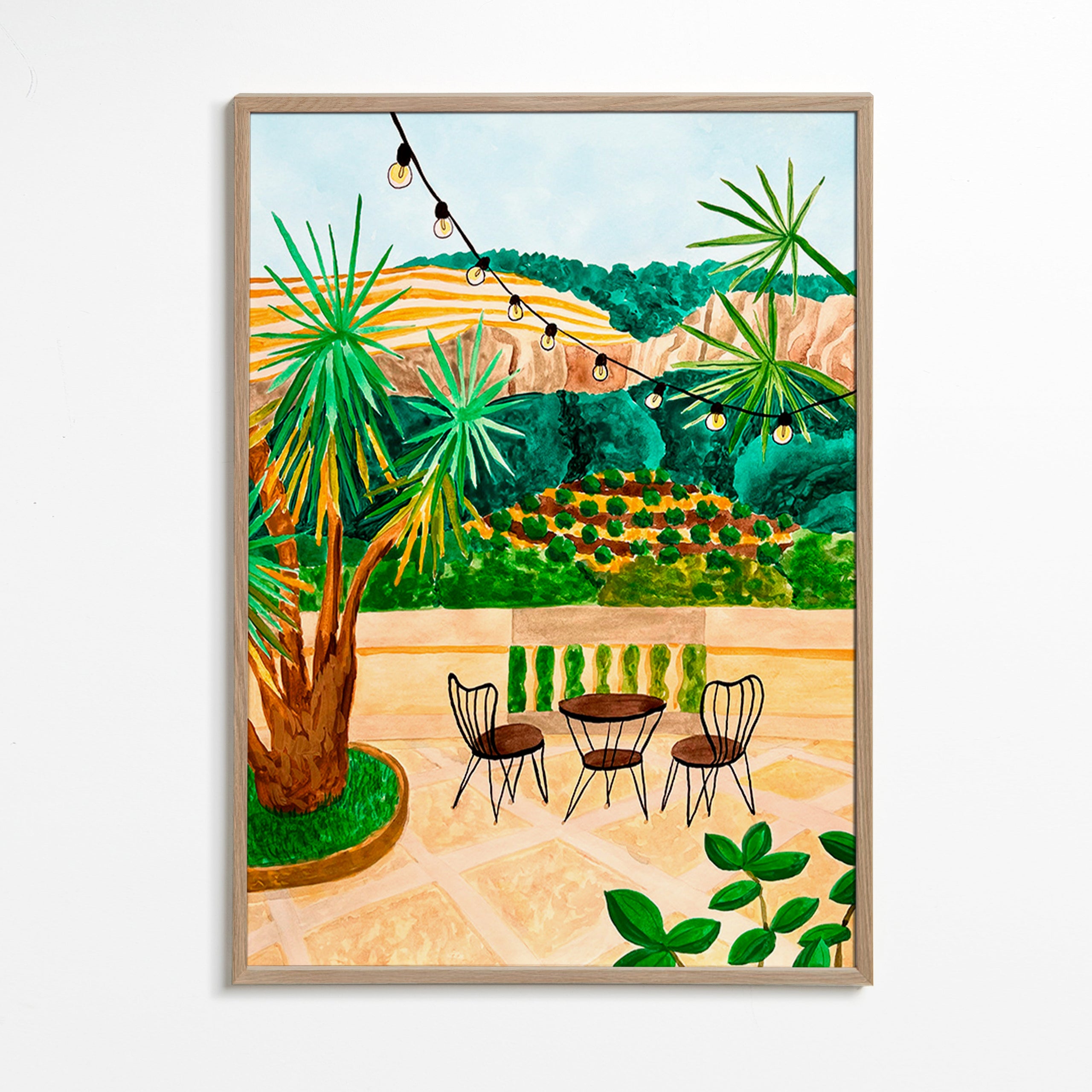 Botanischer Druck: sonnige Terrasse