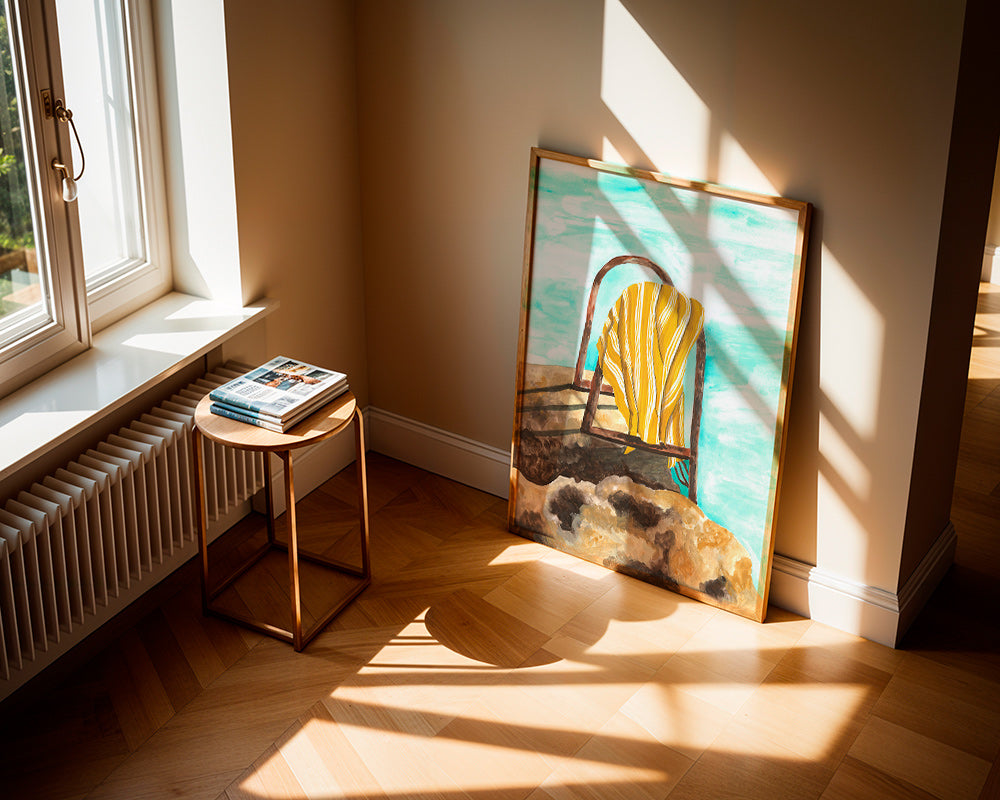 Landschaftsbild mit Leiter und Handtuch