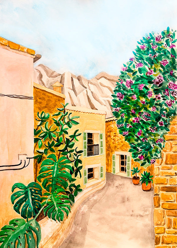 Landschaftskunst: Dorfstraße in Mediterranem Stil