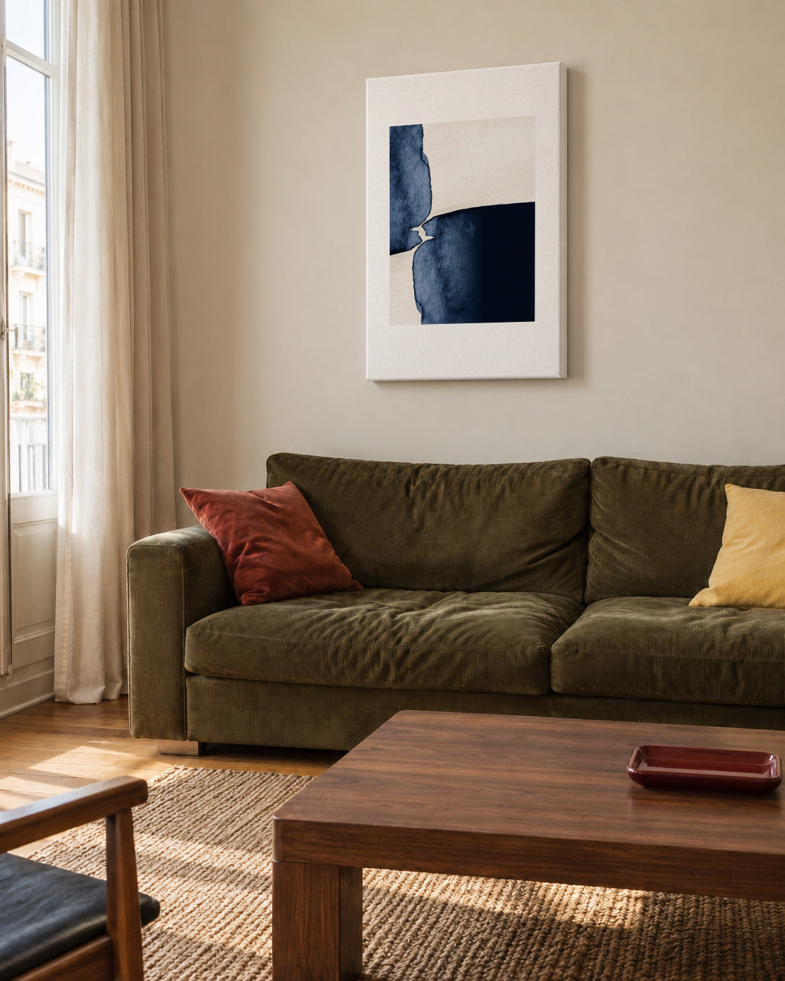 Watercolor VIII - Unframed canvas in an interior