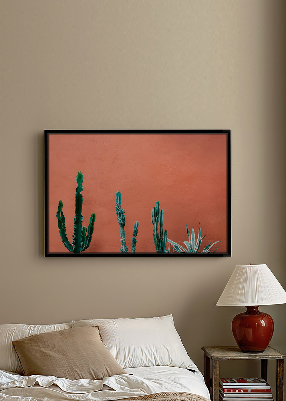 Botanischer Druck: Kakteen an Terrakottawand – Canvas2