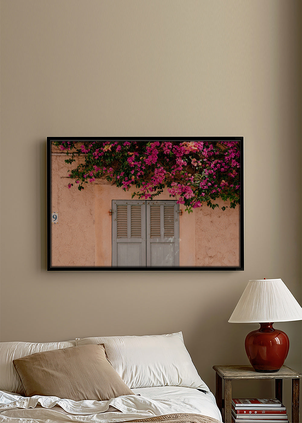 Botanischer Druck: Bougainvillea an alter Tür – Canvas1