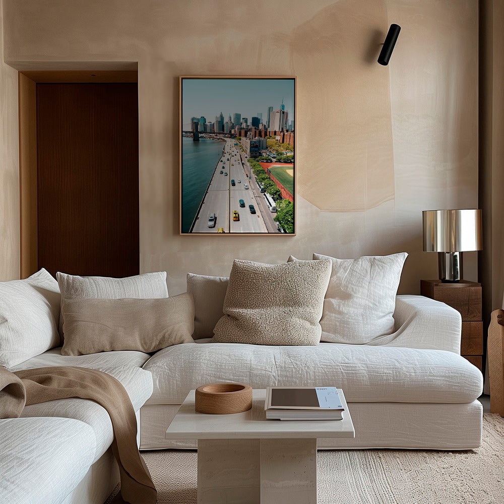 Küchenkunst: Skyline und Brücke aus der Höhe – Canvas2
