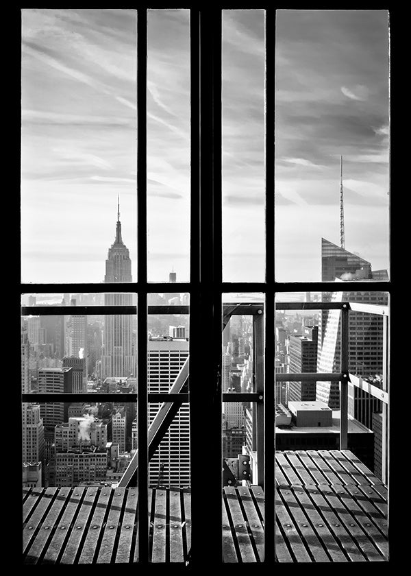 Stadtbild durch ein Fenster