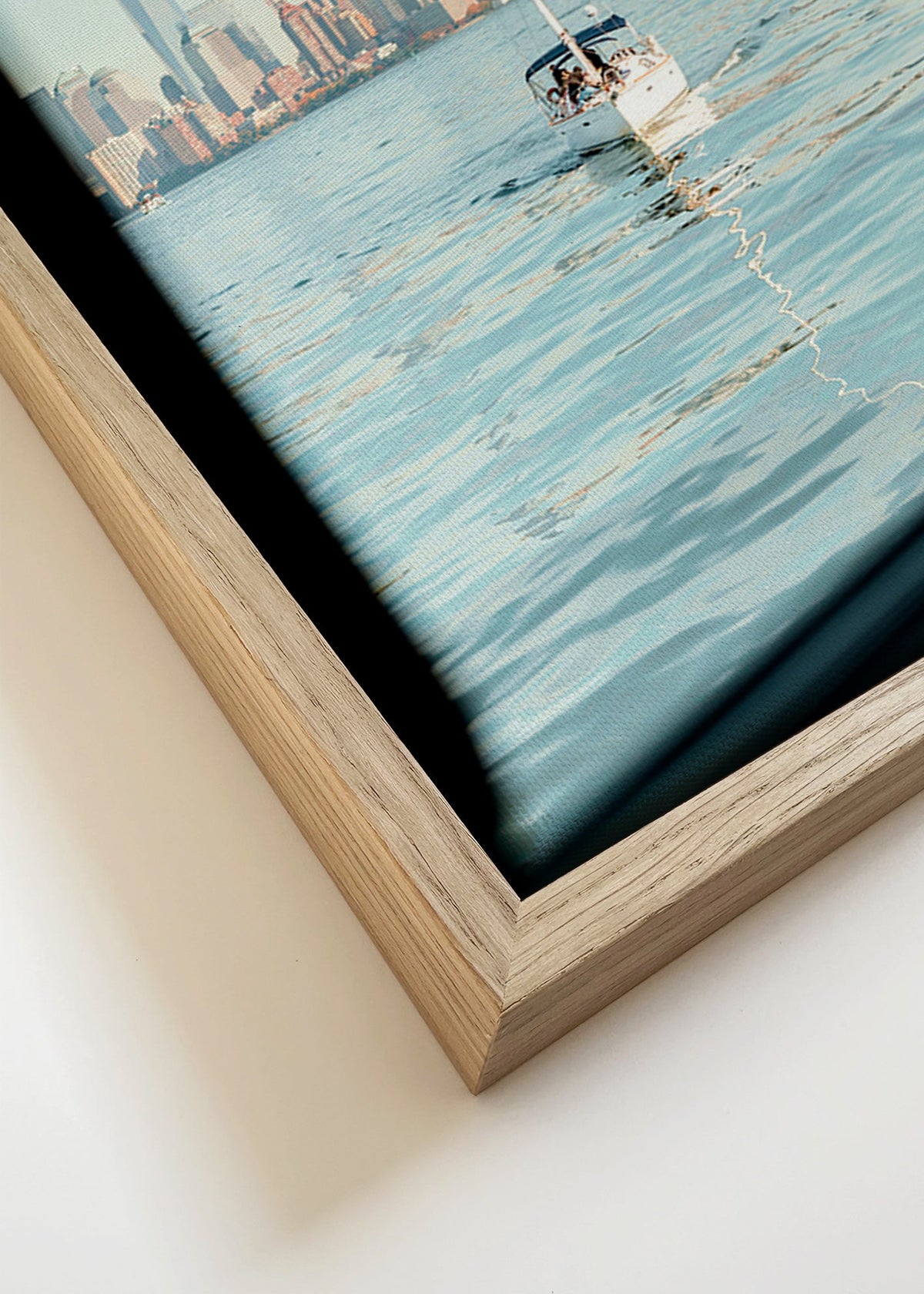 Reisebild mit Segelboot vor Skyline – Canvas detail