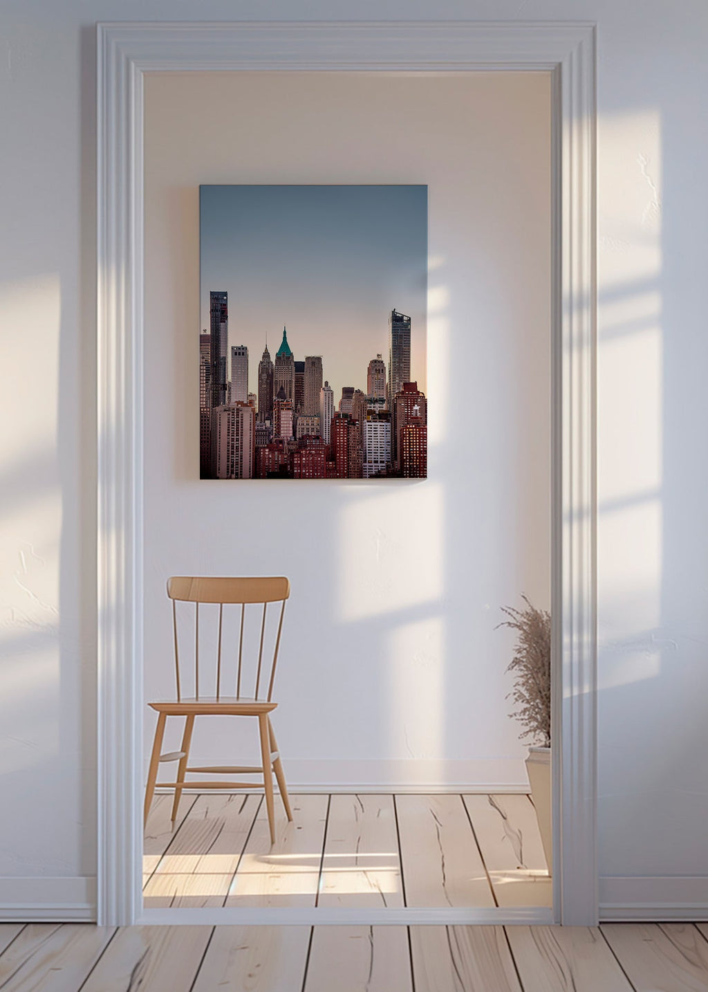 Stadtbild mit Skyline zur Dämmerung – Canvas