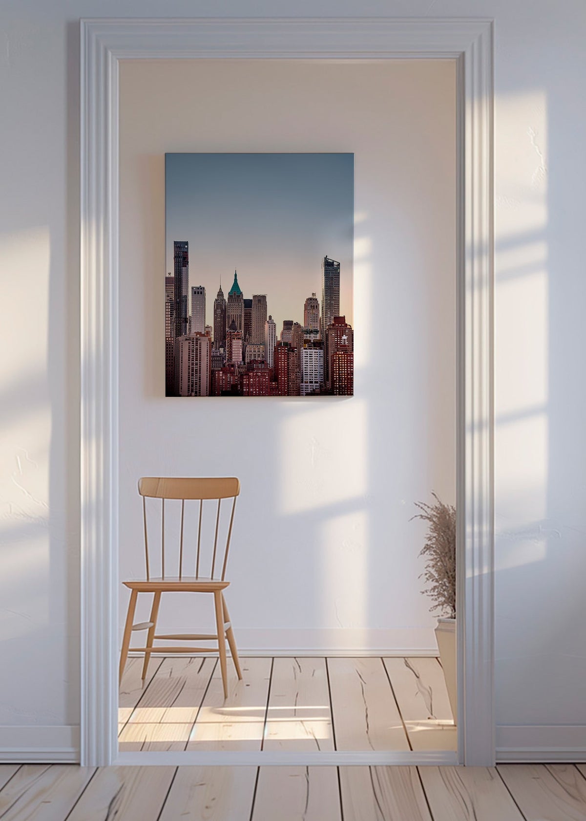 Stadtbild mit Skyline zur Dämmerung – Canvas