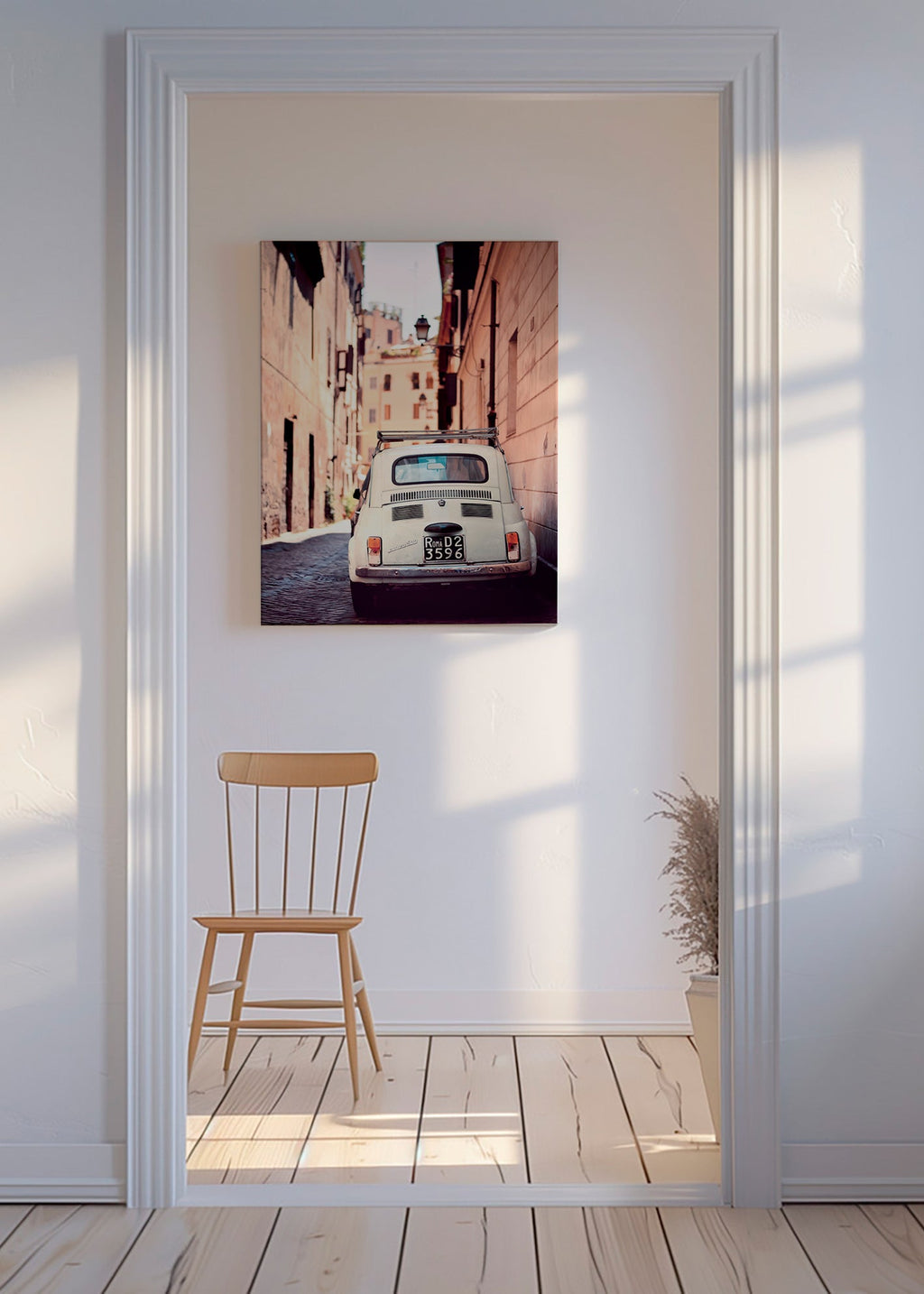 Küchenkunst auf Reisen: Oldtimer in einer römischen Gasse – Canvas