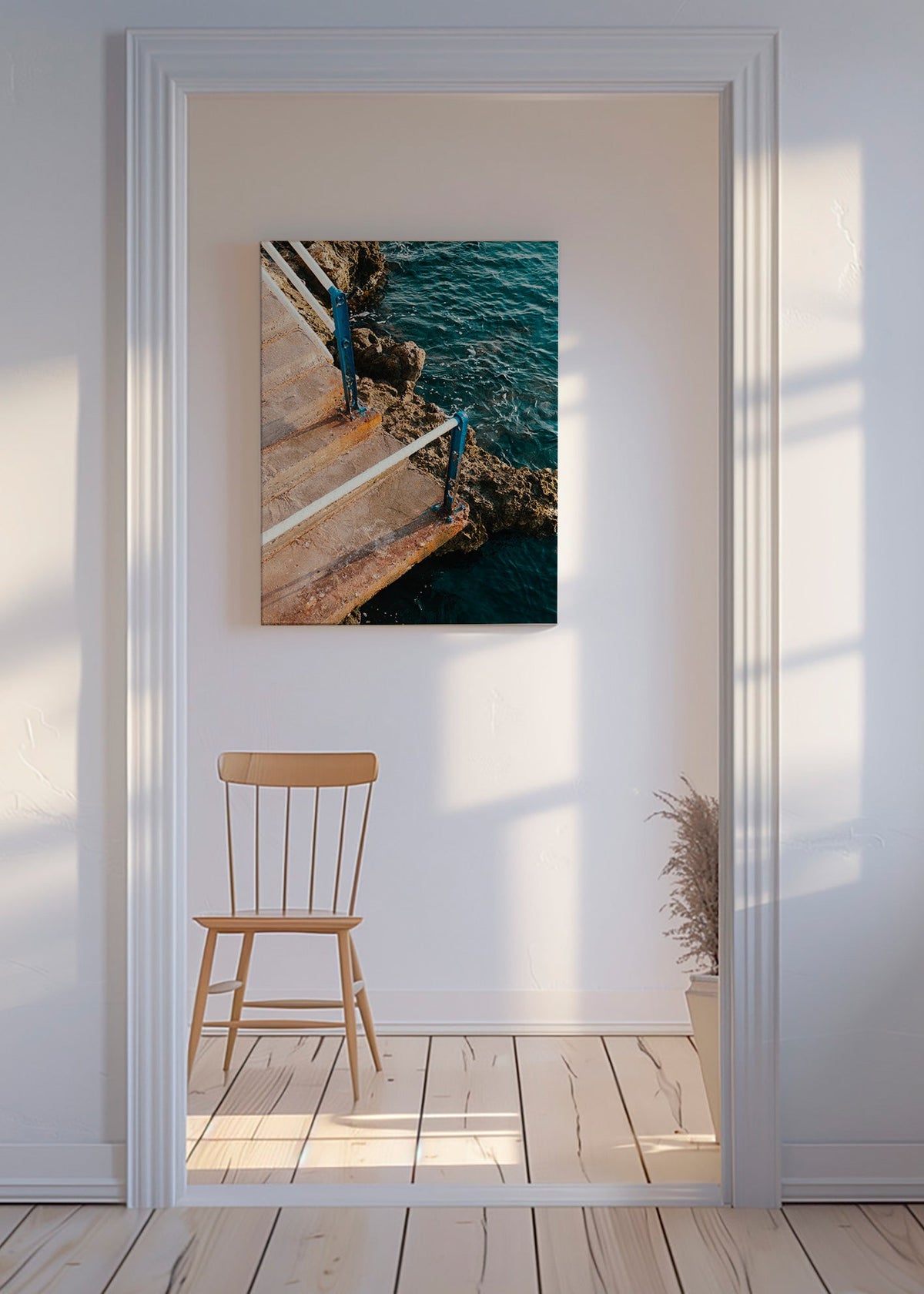 Landschaftskunst mit Treppe zum Meer – Canvas