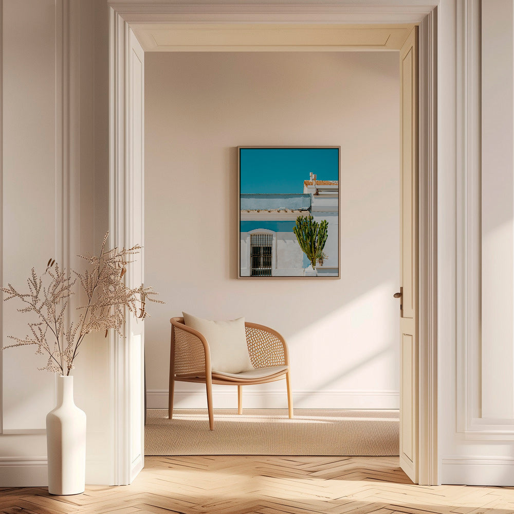 Botanischer Druck: mediterrane Fassade mit Kaktus – Canvas2