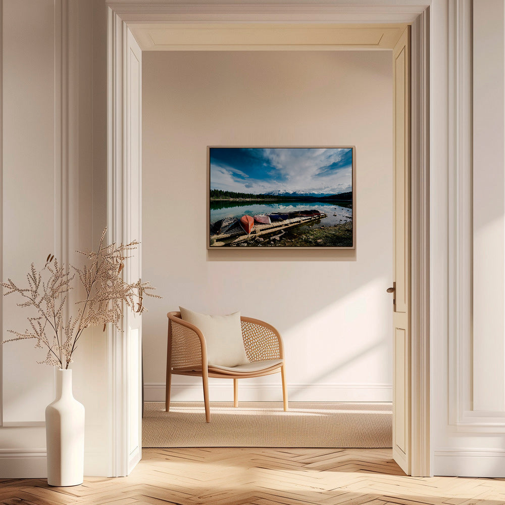 Landschaftsbild mit Kanus am Steg – Canvas1