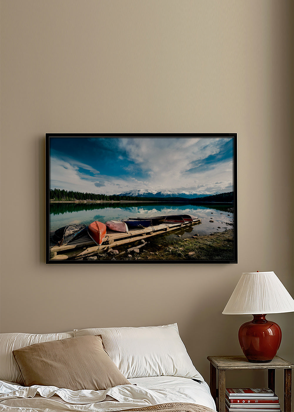 Landschaftsbild mit Kanus am Steg – Canvas2