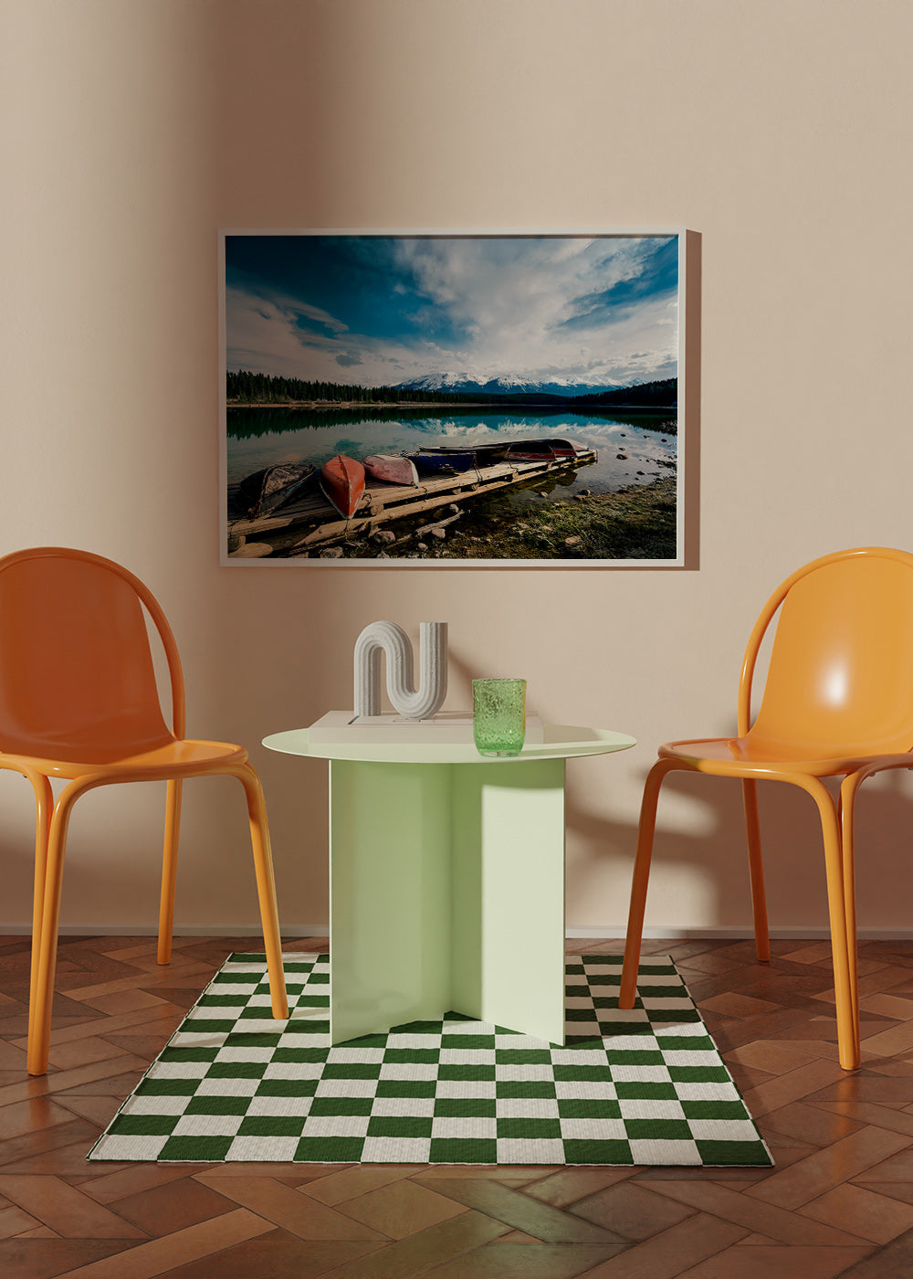Landschaftsbild mit Kanus am Steg – Product2