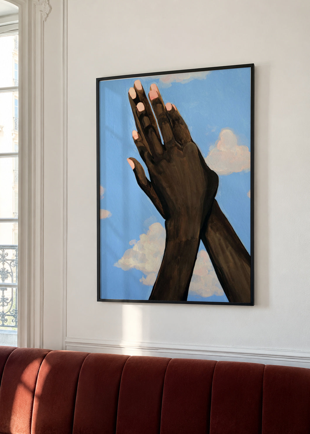 Himmel blau - Framed poster in an interior