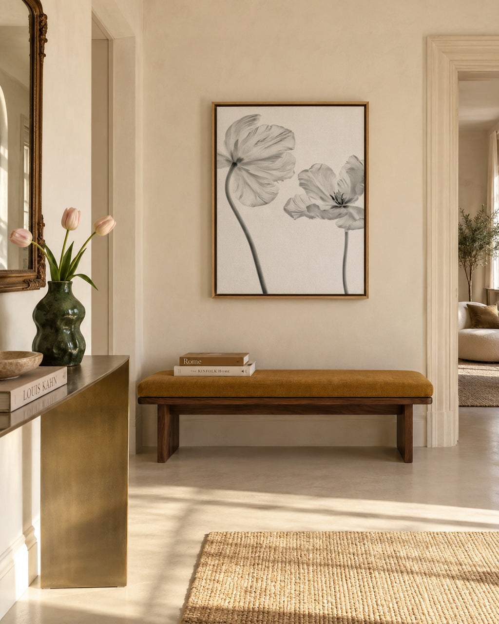 Same tulip front and backview - Framed canvas in an interior