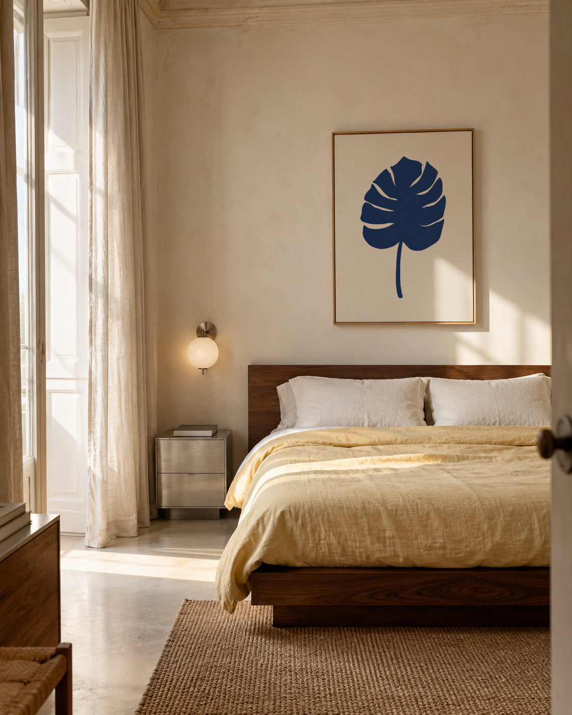 Monstera Canvas Blue - Framed canvas in an interior