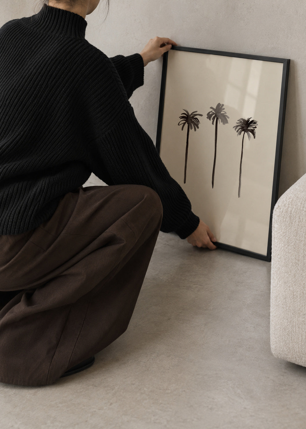 Palm Trees Ink - Framed poster in an interior