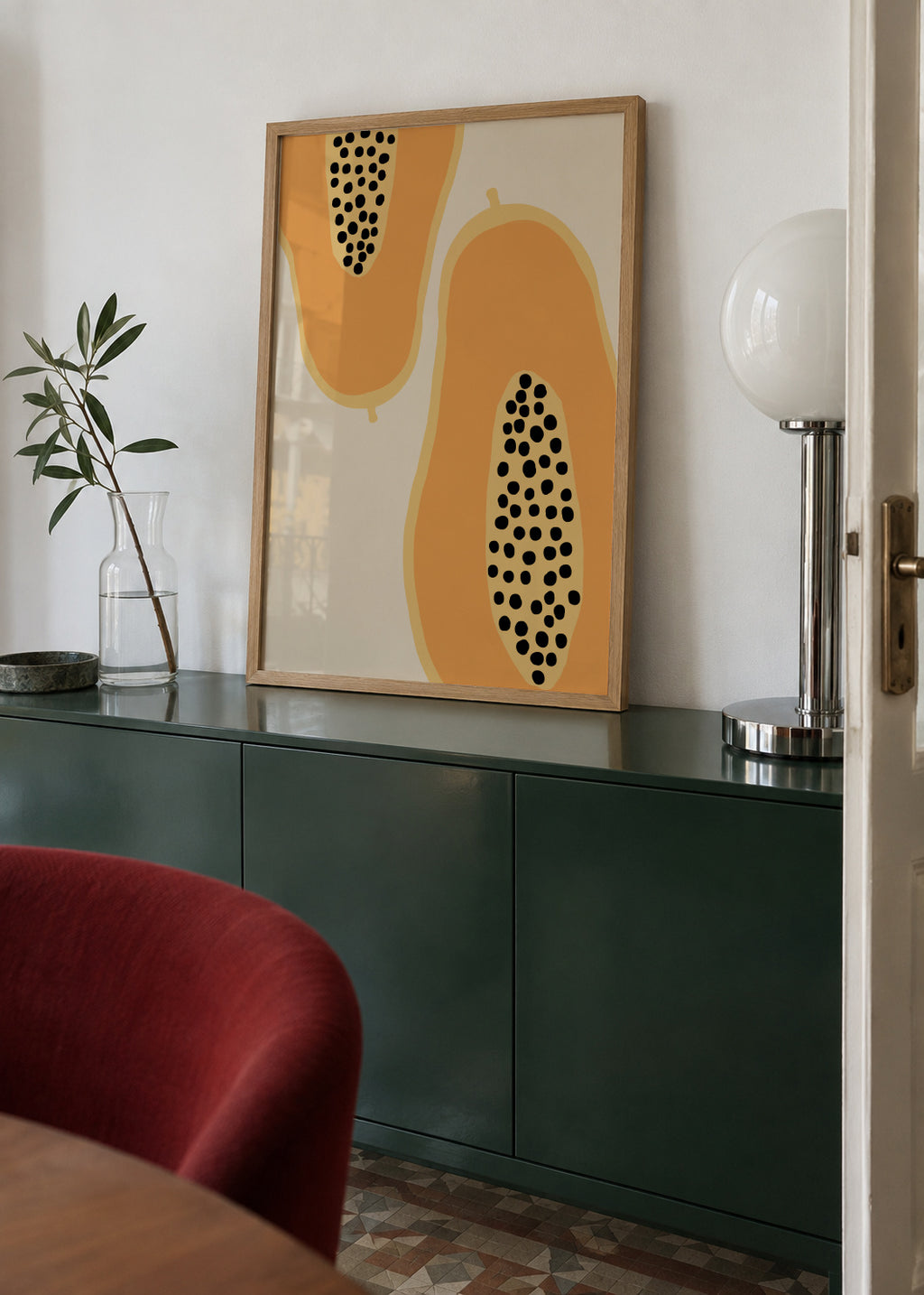 Papaya Fruit - Framed poster in an interior