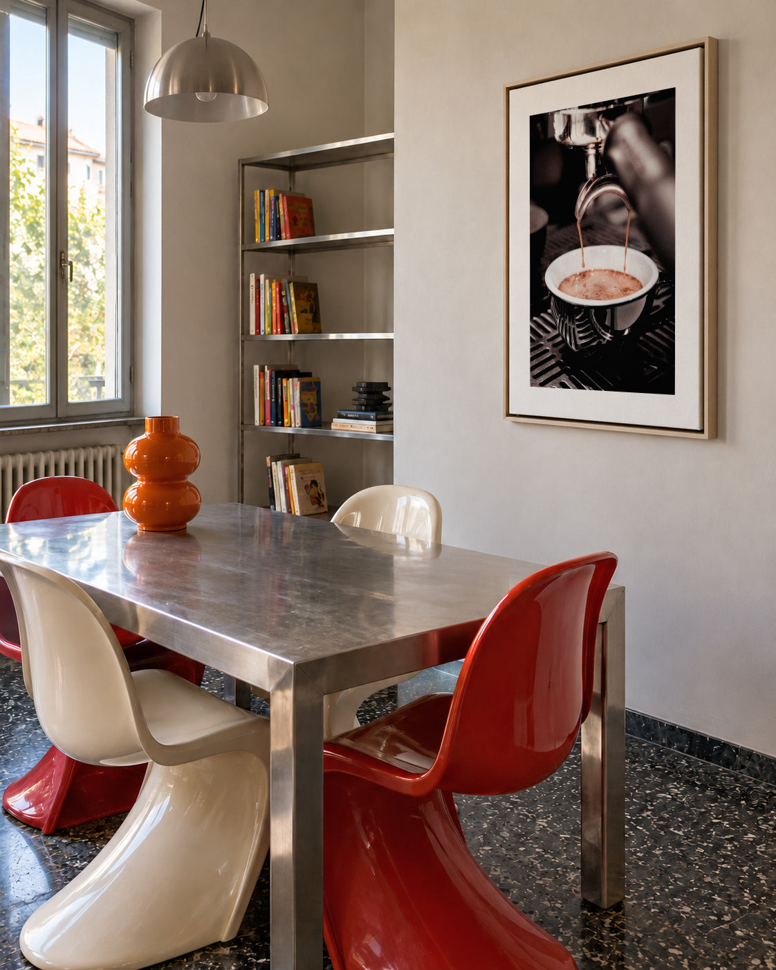 Coffee V - Framed canvas in an interior