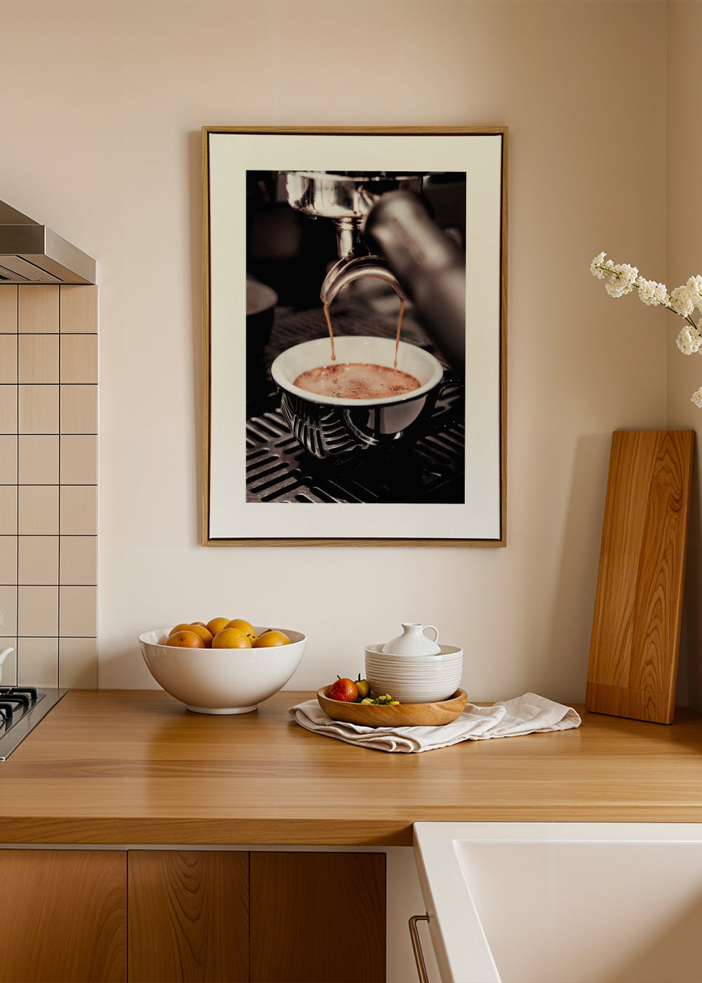 Coffee V - Framed canvas in an interior