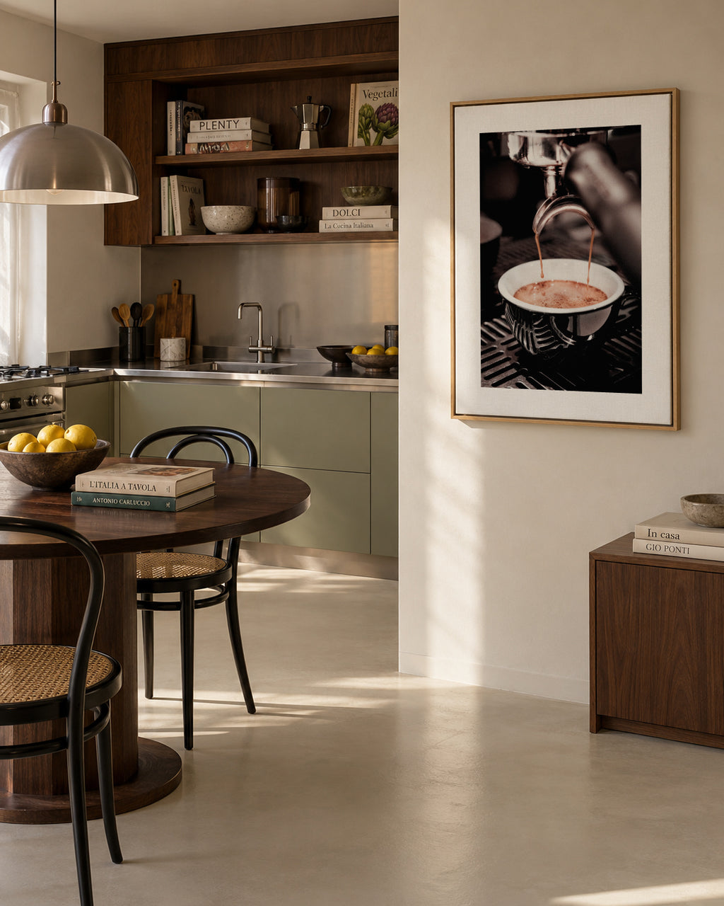 Coffee V - Framed canvas in an interior