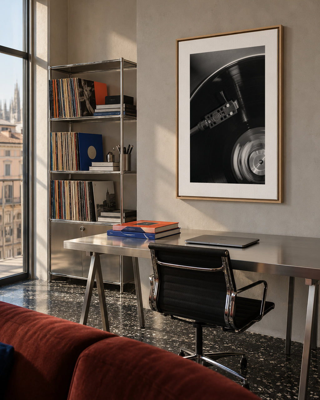 Vinyl II - Framed canvas in an interior