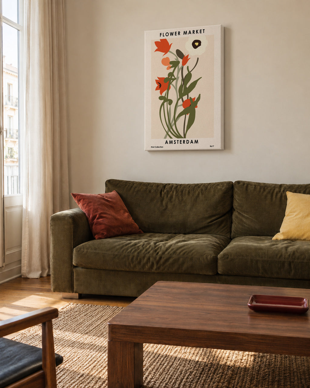Flower Market Amsterdam - Unframed canvas in an interior