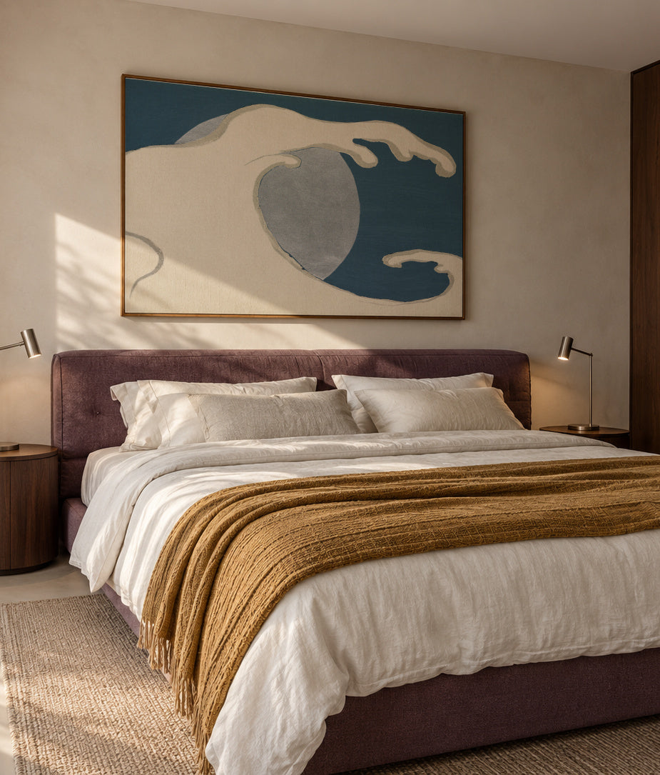 Waves and sun from Momoyogusa - Framed canvas in an interior