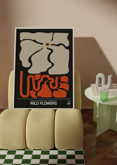 The Illustrated Book Of Wild Flowers Vol.1 Grey - Framed poster in an interior