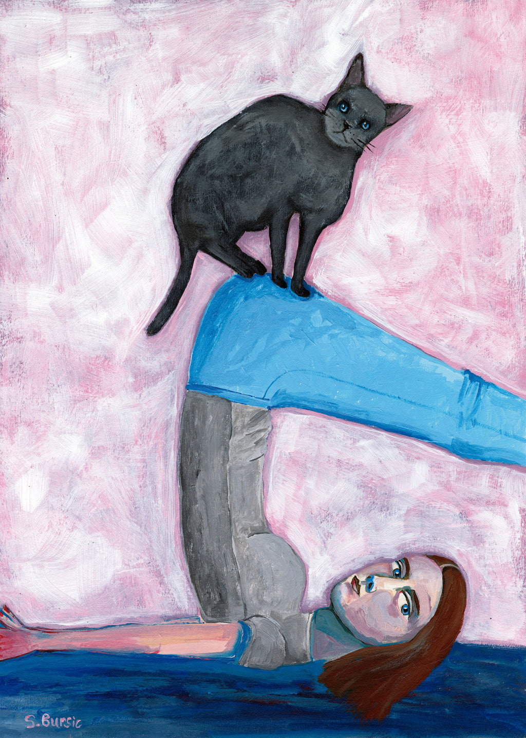 Yoga with my Cat - Unframed art print