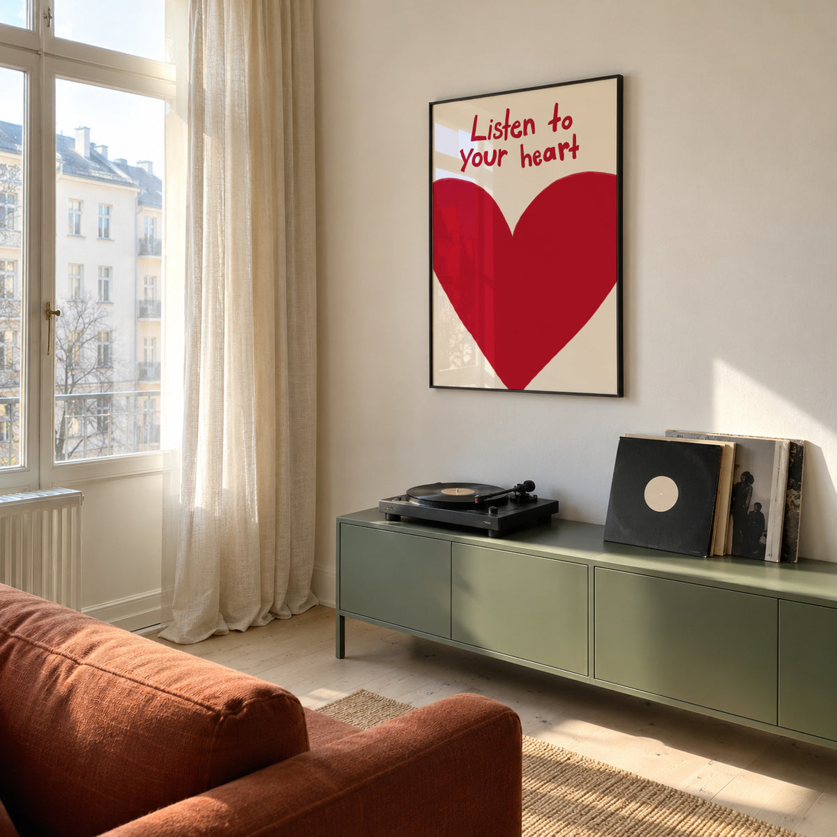 Listen To Your Heart - Framed poster in an interior