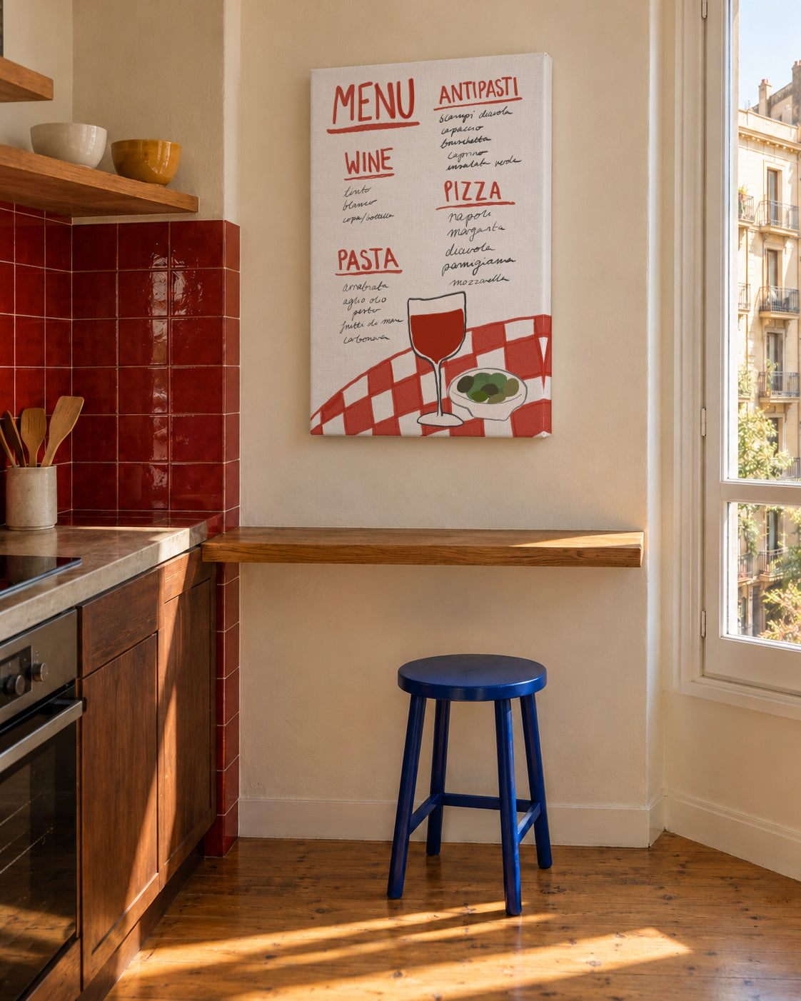 Italian Menu - Unframed canvas in an interior