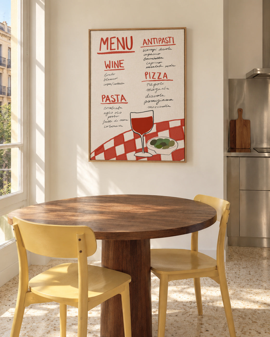 Italian Menu - Framed canvas in an interior