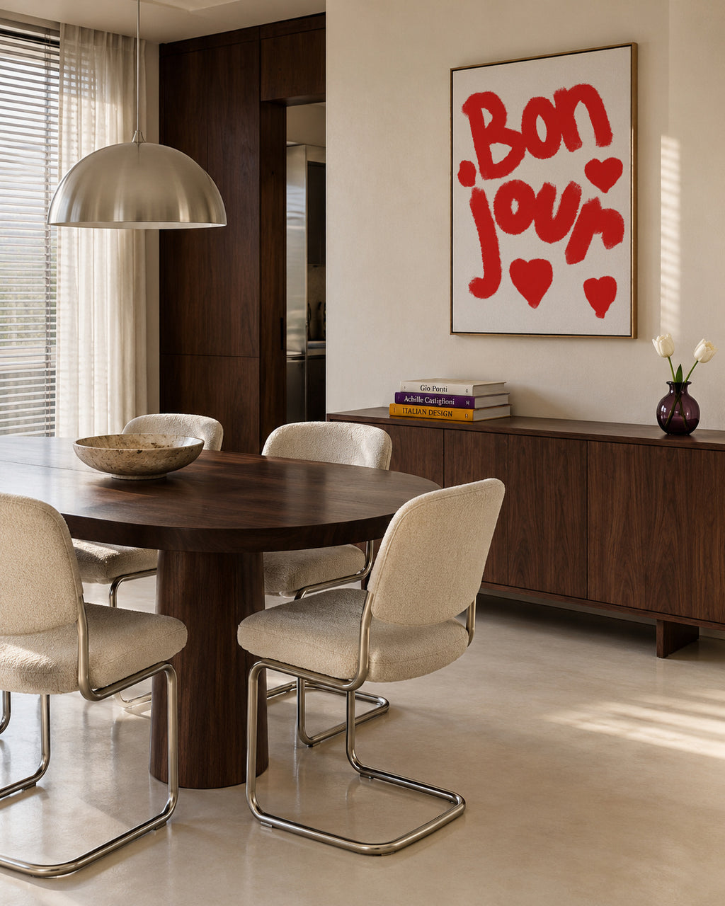 Bonjour Hearts - Framed canvas in an interior