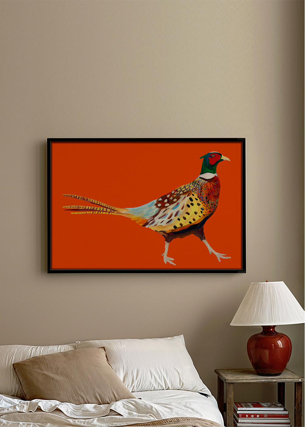 Strutting Pheasant On Orange - Alice Straker