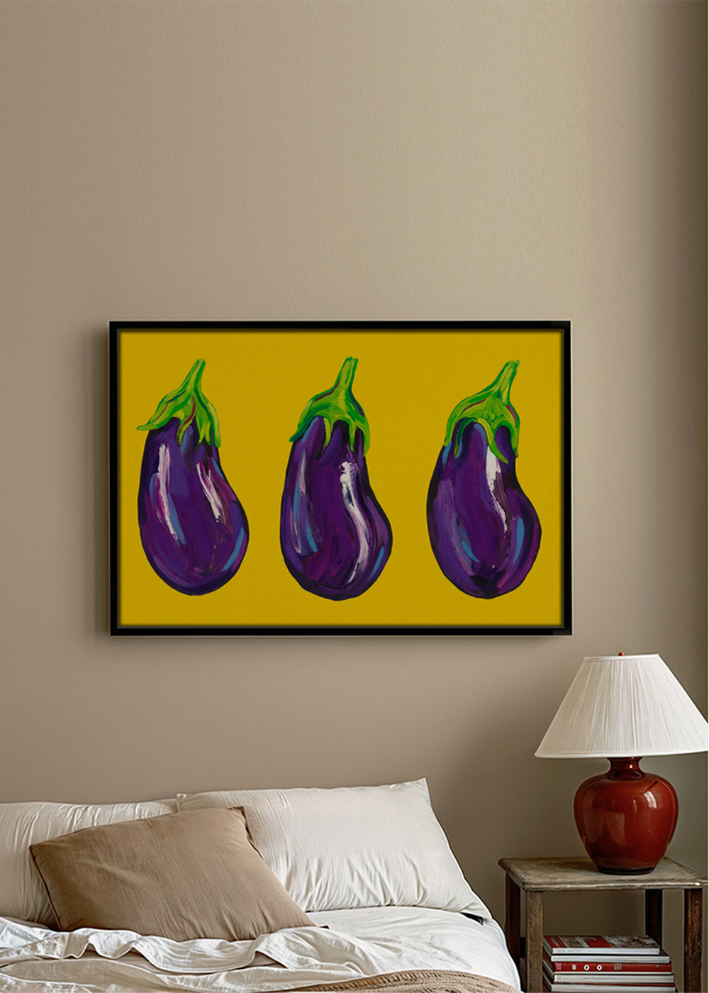 Aubergines On Yellow - Alice Straker